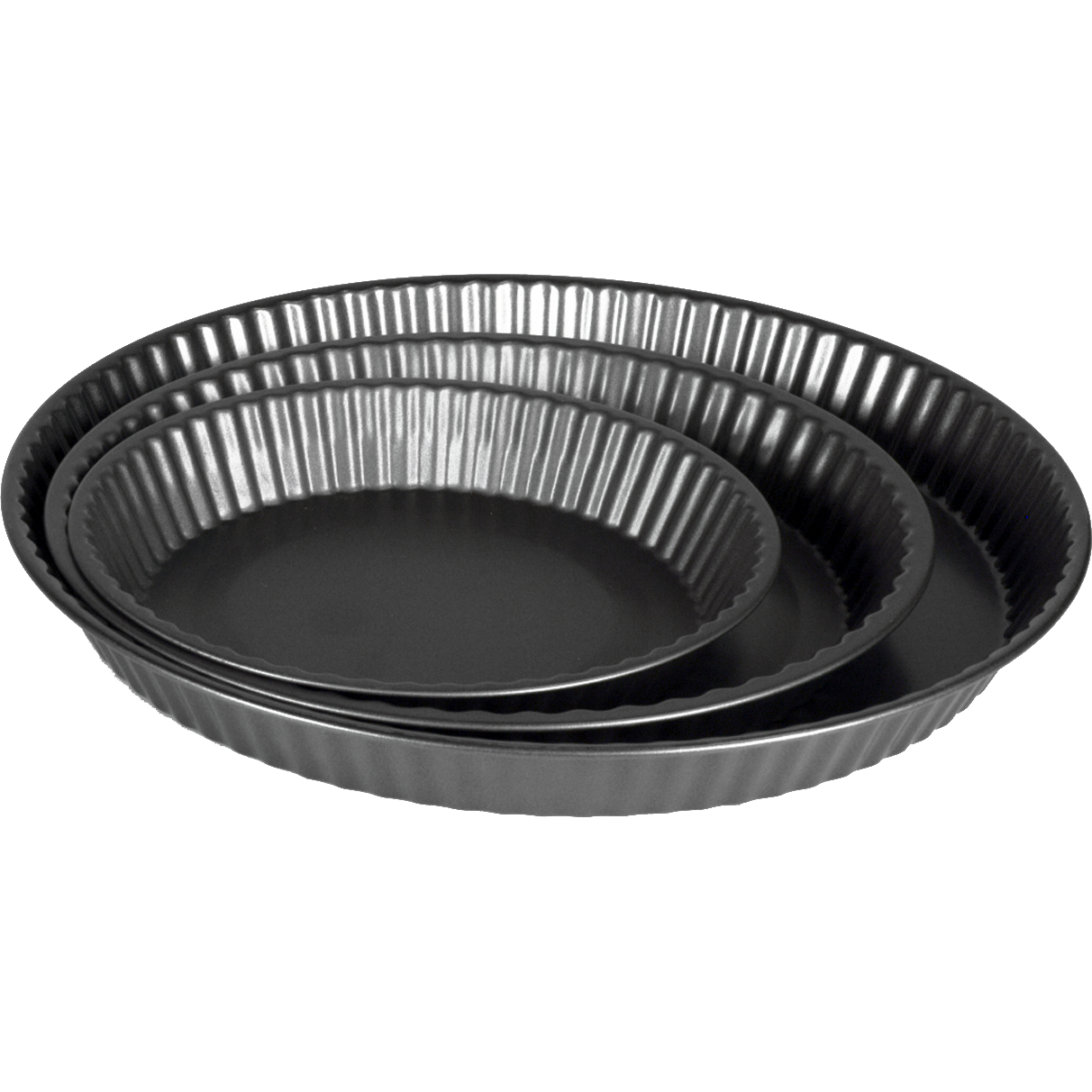 GUSTO CASA - Set 3 tortiere cannellate antiaderenti diametro 20-24-31cm